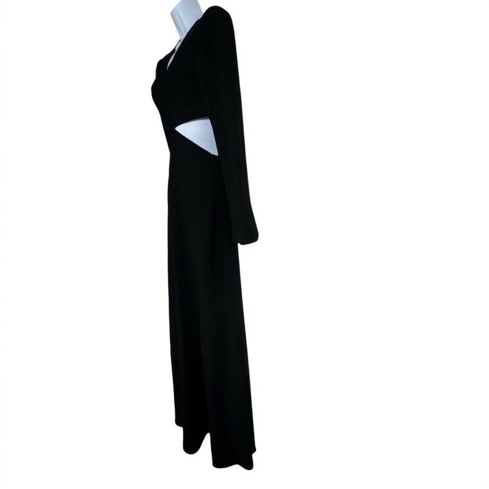 A.L.C. Issa Cutout Black Evening Gown Maxi Dress Size 4 Long Flare Sleeve VNeck - Picture 3 of 9